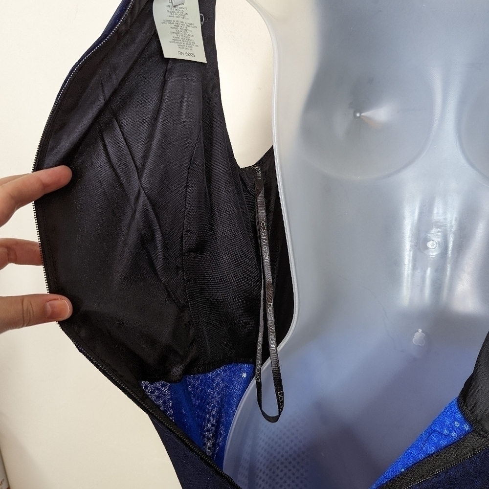 Betsy & Adam Y2k Sequin Mesh Blue A-Line Maxi Dre… - image 6